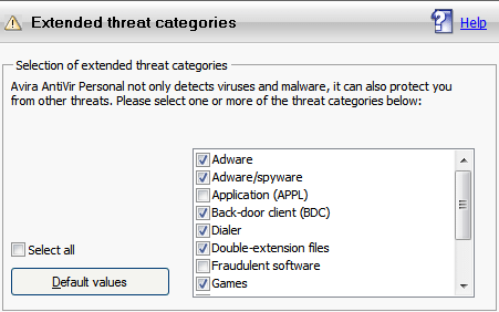 Extended threat categories